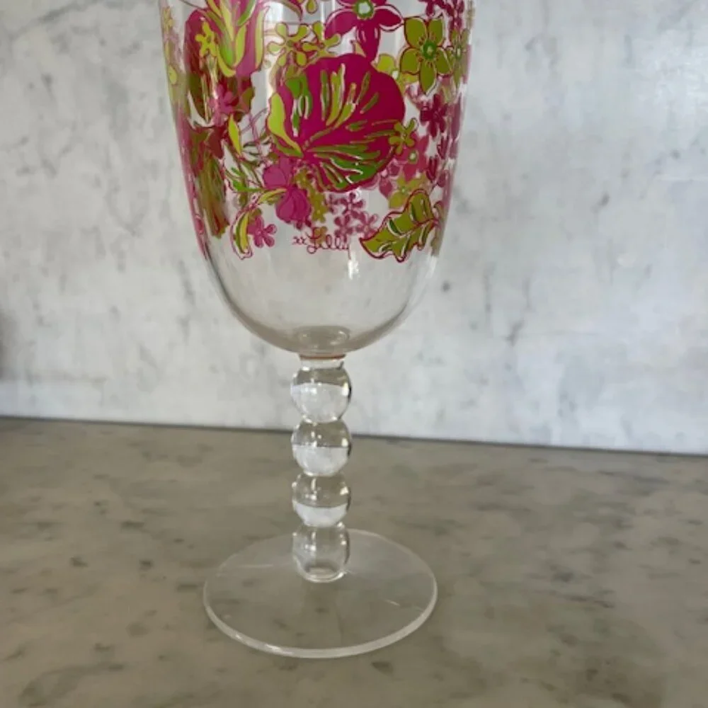LILLY PULITZER Rose Garden Acrylic Stem Wine Glass